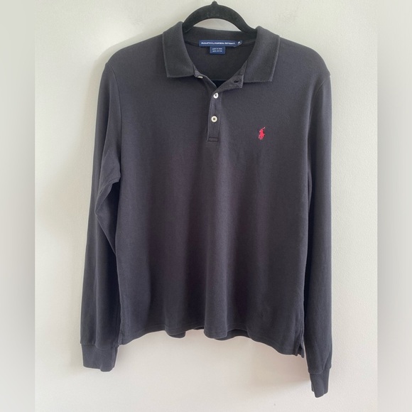 Ralph Lauren Sport Black Long Sleeve Polo Shirt Size XL - Picture 1 of 10